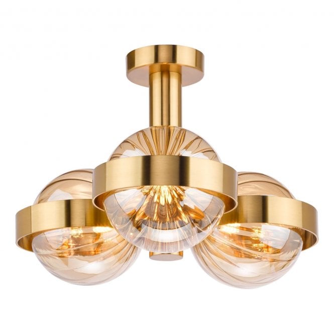 Cassia Ribbed Glass 3 Light Semi-Flush