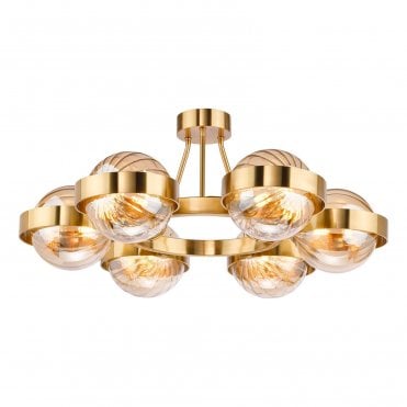 Cassia Ribbed Glass 6 Light Semi-Flush