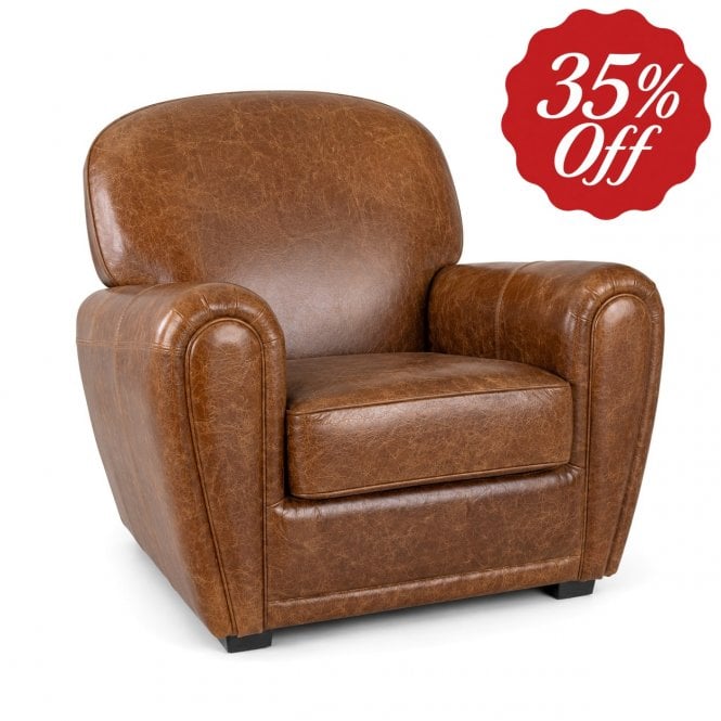 Cigar Leather Accent Chair (Display Only)