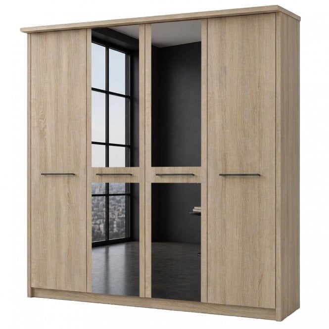 Dakar 2 200cm 4 Door 2 Mirror Doors Hinged Robe