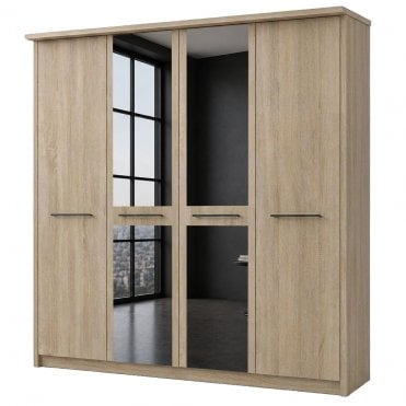 Dakar 2 200cm 4 Door 2 Mirror Doors Hinged Robe