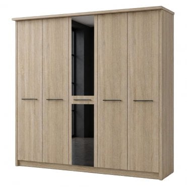 Dakar 2 250cm 5 Door 1 Mirror Door Hinged Robe