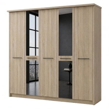 Dakar 2 250cm 5 Door 2 Mirror Doors Hinged Robe