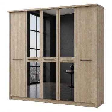 Dakar 2 250cm 5 Door 3 Mirror Doors Hinged Robe