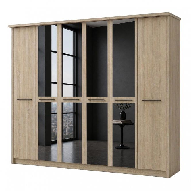 Dakar 2 300cm 6 Door 4 Mirror Doors Hinged Robe