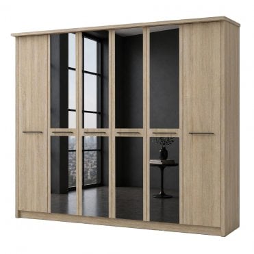 Dakar 2 300cm 6 Door 4 Mirror Doors Hinged Robe