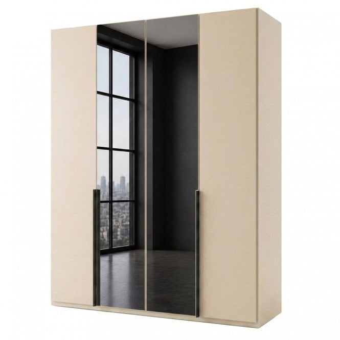 Daytona 200cm 4 Door Wood and 2 Mirror Doors Hinged Robe