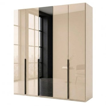 Daytona 250cm 5 Door Glass and 1 Mirror Door Hinged Robe