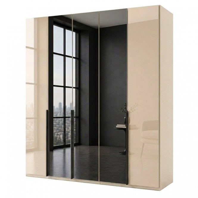Daytona 250cm 5 Door Glass and 3 Mirror Doors Hinged Robe