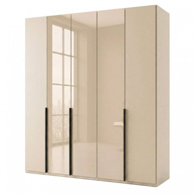 Daytona 250cm 5 Door Wood and 3 Glass Doors Hinged Robe