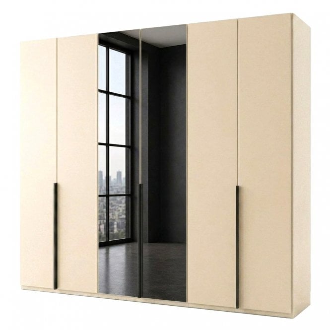 Daytona 300cm 6 Door Wood and 2 Mirror Doors Hinged Robe