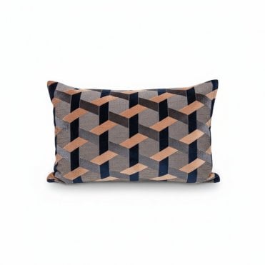 Delany Blush/Navy Velvet Cushion