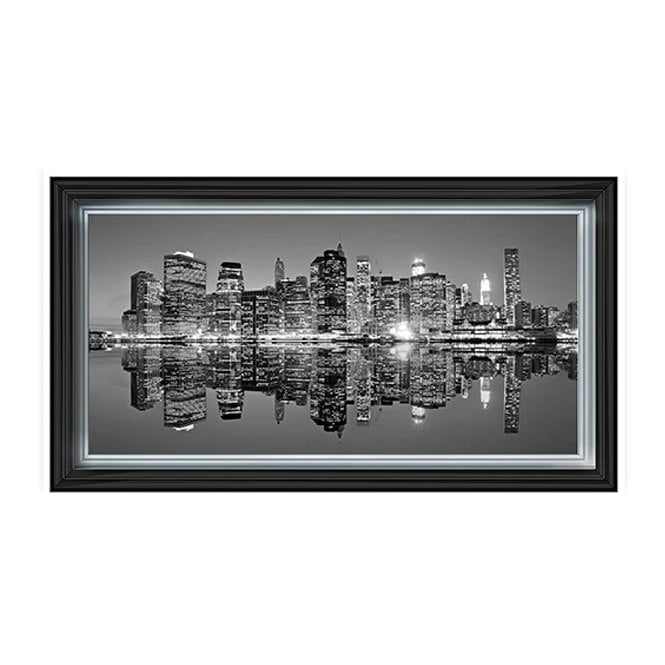 Downtown at night - Two tone silver frame