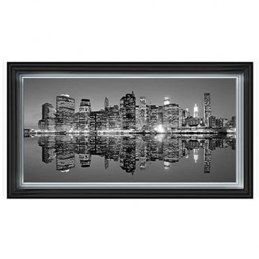 Downtown at night - Two tone silver frame