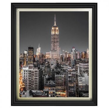 Empire state at night - Two tone gold/black frame plain