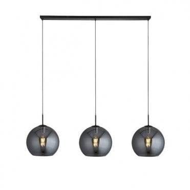 Etherow 3Lt Bar Pendant Black & Smoked Glass