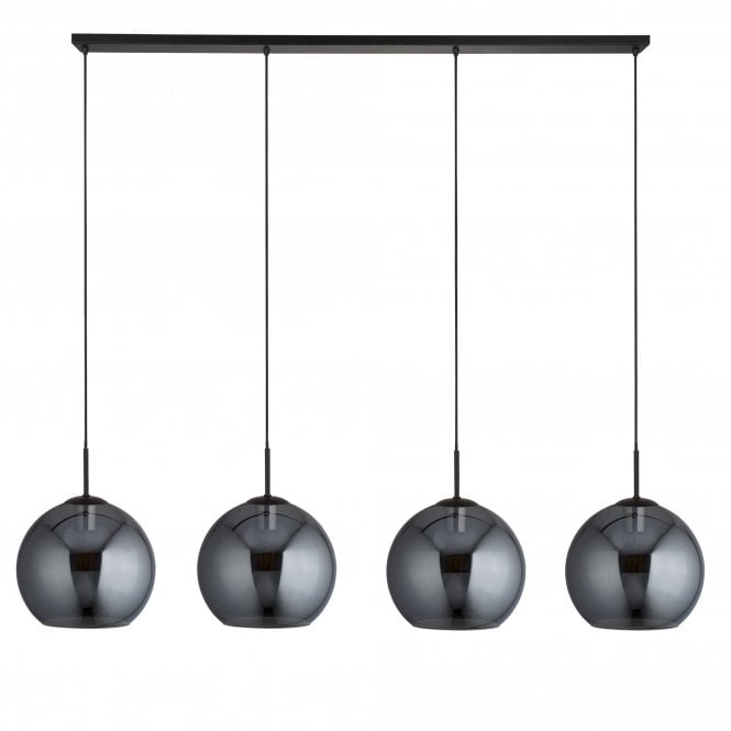 Etherow 4Lt Bar Pendant Black & Smoked Glass