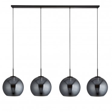 Etherow 4Lt Bar Pendant Black & Smoked Glass