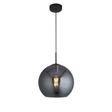 Etherow Pendant Black & Smoked Glass
