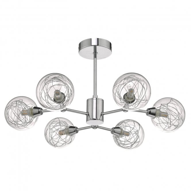 Fewston 6 Light Semi Flush Polished Chrome & Glass