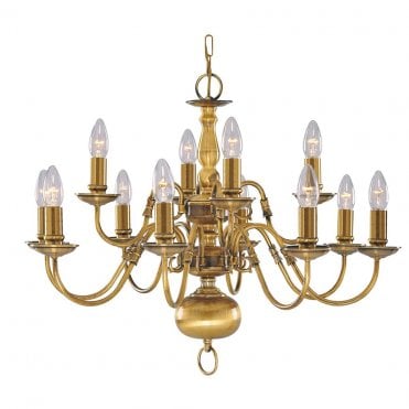 Fowey 12Lt Pendant Solid Brass
