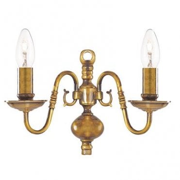 Fowey 2Lt Wall Light Solid Brass