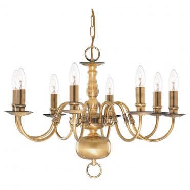 Fowey 8Lt Pendant Solid Brass