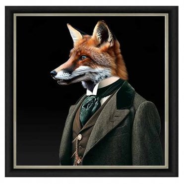 Fox in suit - Alpha black frame - Liquid art