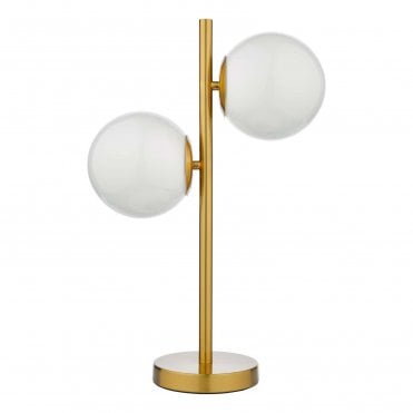 Gill 2 Light Table Lamp Natural Brass Opal Glass