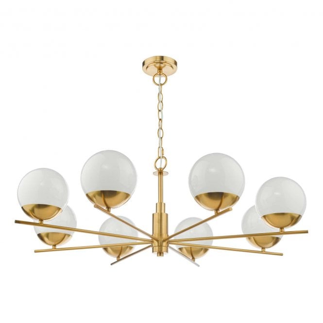 Gill 8 Light Pendant Natural Brass Opal Glass