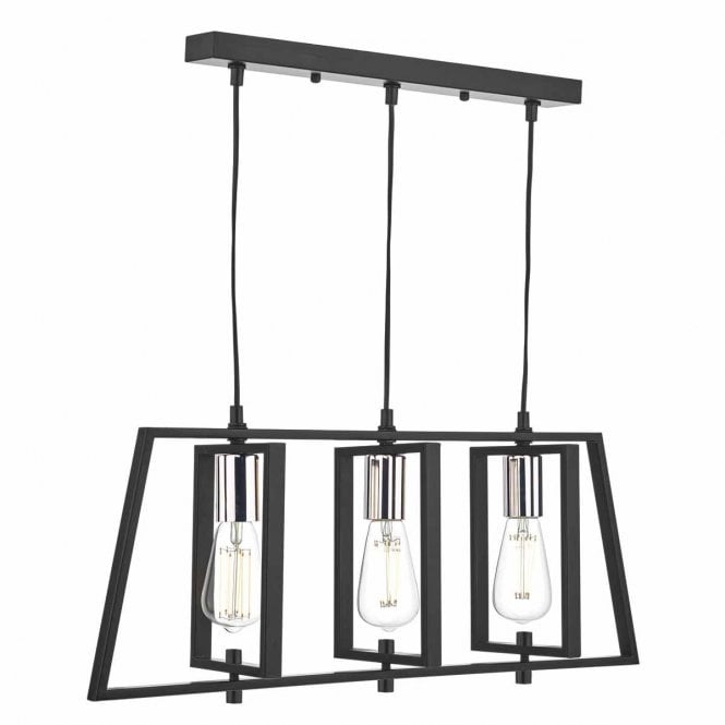 Glenough 3 Light Bar Pendant Black & Polished Chrome