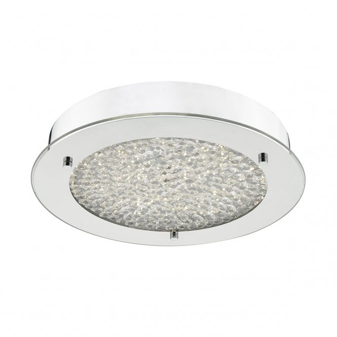 Goil Small Bathroom Flush Polished Chrome Crystal Light LED IP44
