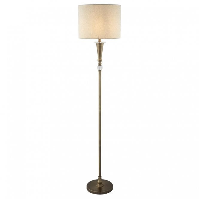 Gosforth Floor Lamp Antique Brass & Linen