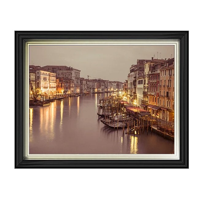 Grand canal dusk - Two tone gold/black frame - Plain