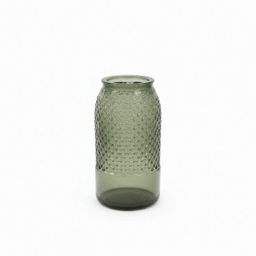 Green Patterned Glass Vase