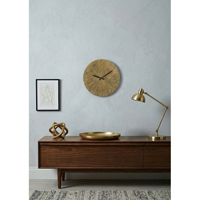 Hammered Metal Brass Wall Clock
