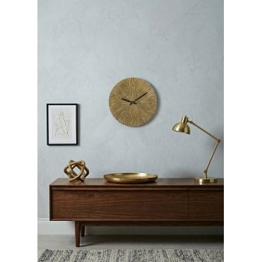 Hammered Metal Brass Wall Clock