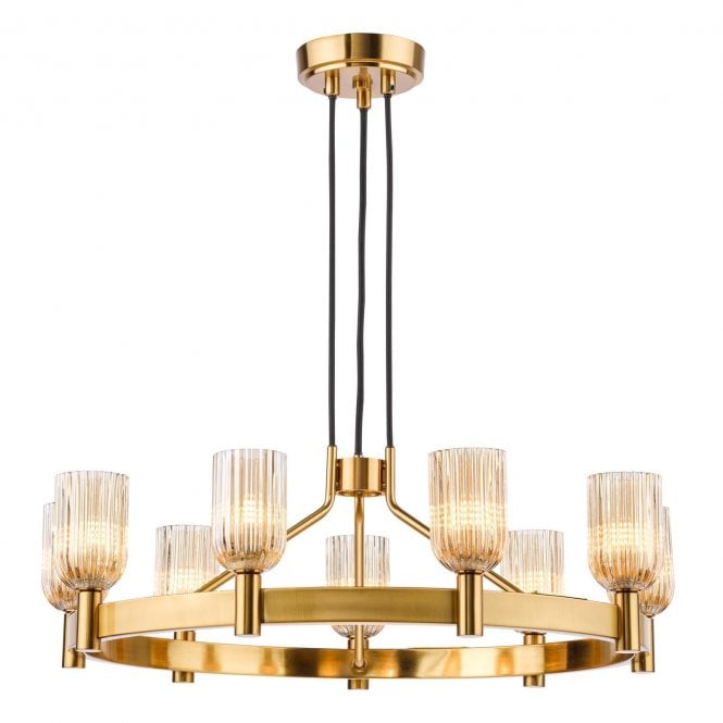 Helios Ribbed Glass 9 Light Pendant