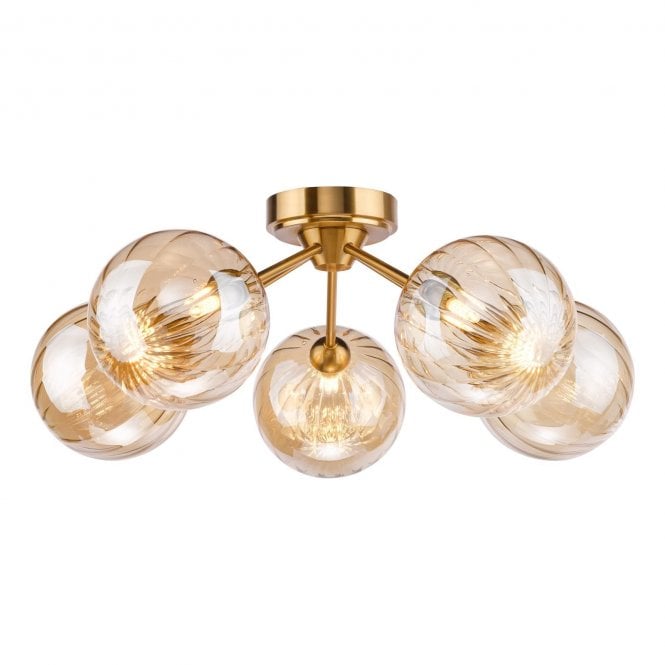 Ikarus Ribbed Glass 5 Light Semi-Flush