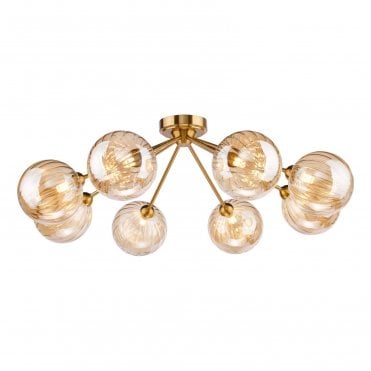 Ikarus Ribbed Glass 8 Light Semi-Flush