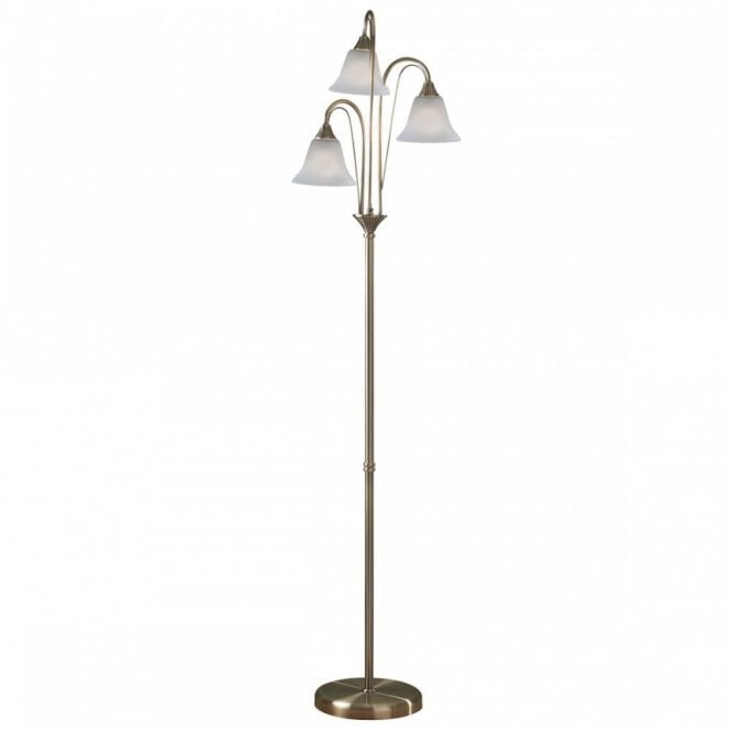 Kielder 3 Light Floor Lamp Antique Brass Opaque Glass