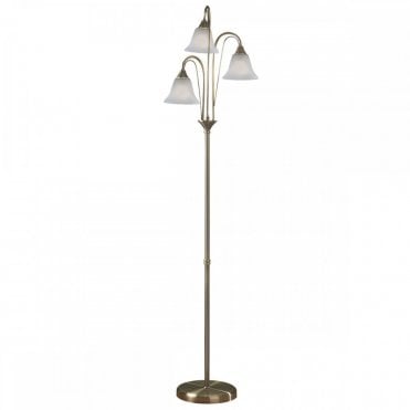 Kielder 3 Light Floor Lamp Antique Brass Opaque Glass
