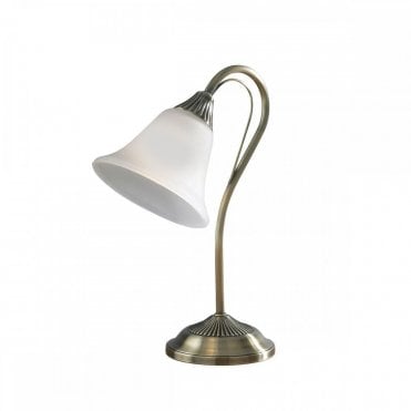 Kielder Table Lamp Antique Brass Opaque Glass