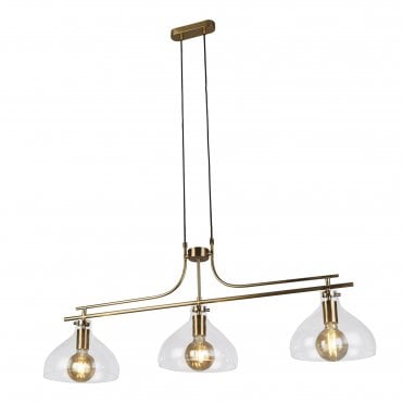 Langdale 3Lt Bar Pendant Brass