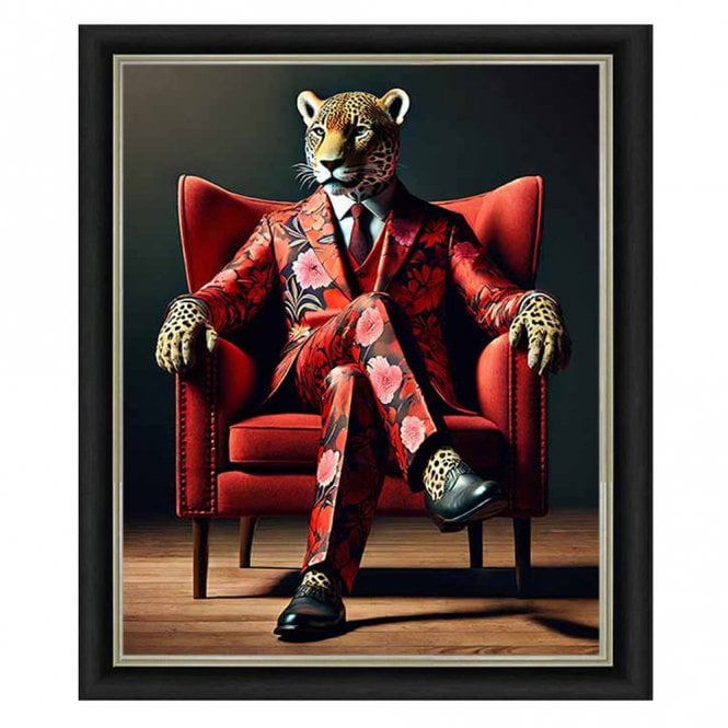 Leopard in suit - Alpha black Frame - Plain