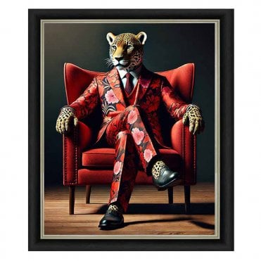Leopard in suit - Alpha black Frame - Plain