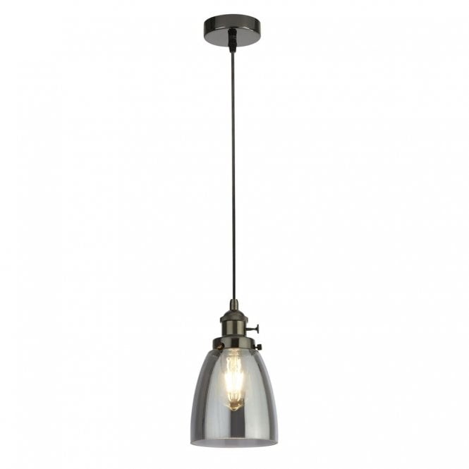 Lingmell Pendant Black Chrome & Smoked Glass