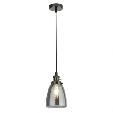 Lingmell Pendant Black Chrome & Smoked Glass