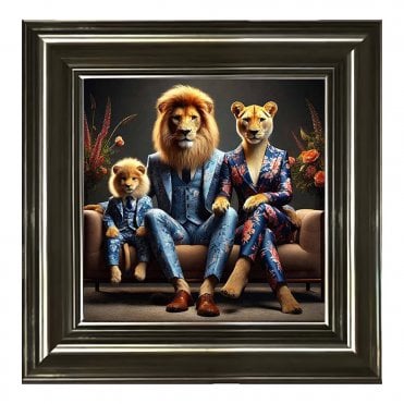 Lion family 3 - Alpha graphite frame - Plain