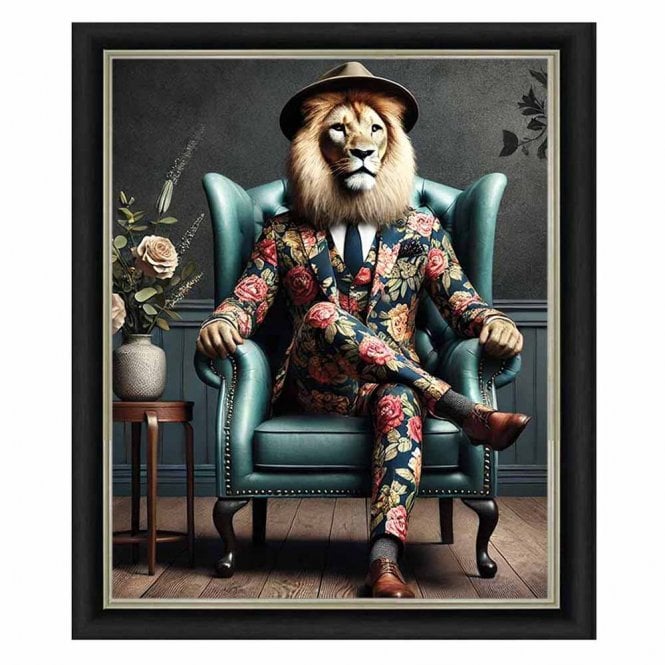 Lion in suit - Alpha Black Frame - Plain